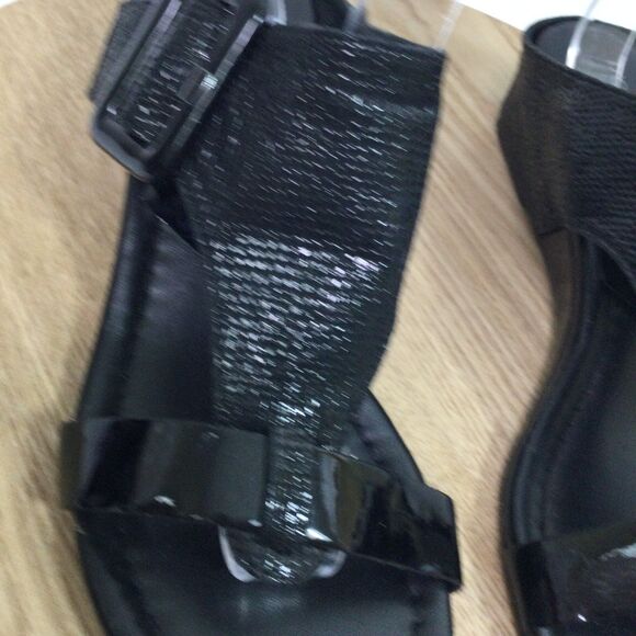 Donald Pliner Womens Ofelia Python Print Open Toe Wedge Sandals Shoes Black 7.5M - Picture 4 of 10